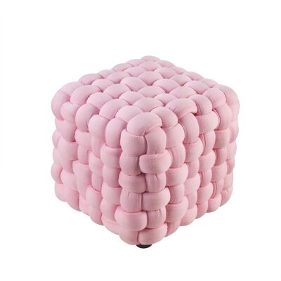 Pouf 13836RE Rose - assise Velours pieds Velours