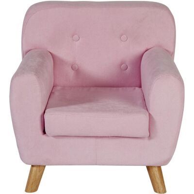 Fauteuil enfant 25114RE Rose - assise Tissu pieds Bois