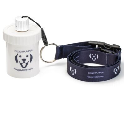 DOGGYPUMPER with neck strap Navy - For semi-solid pet food