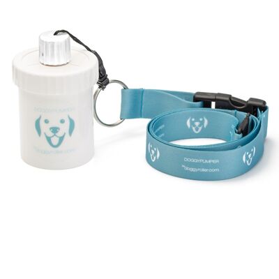 DOGGYPUMPER avec tour de cou turquoise - Récompensez la nourriture humide hygiénique avec style - Pratique pour les déplacements