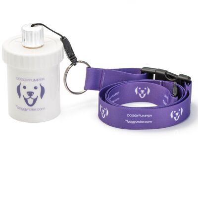 DOGGYPUMPER with lanyard purple - favorite food as a treat? This is possible with this dispenser.