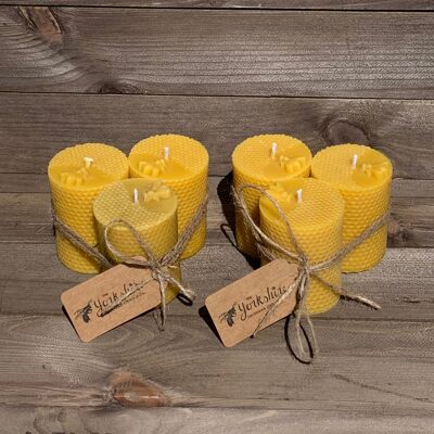 Pack of 3 Honeycomb Pillar Candles