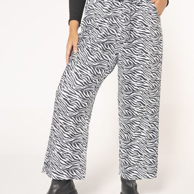Crepe trousers with animal print