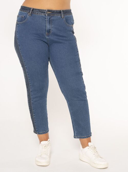 Pantalón mom fit en dos tonos de índigo