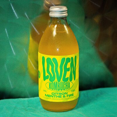 Kombucha LOVEN Lemon Mint & Fire (Zitrone, Minze und Espelette-Pfeffer) – 330 ml