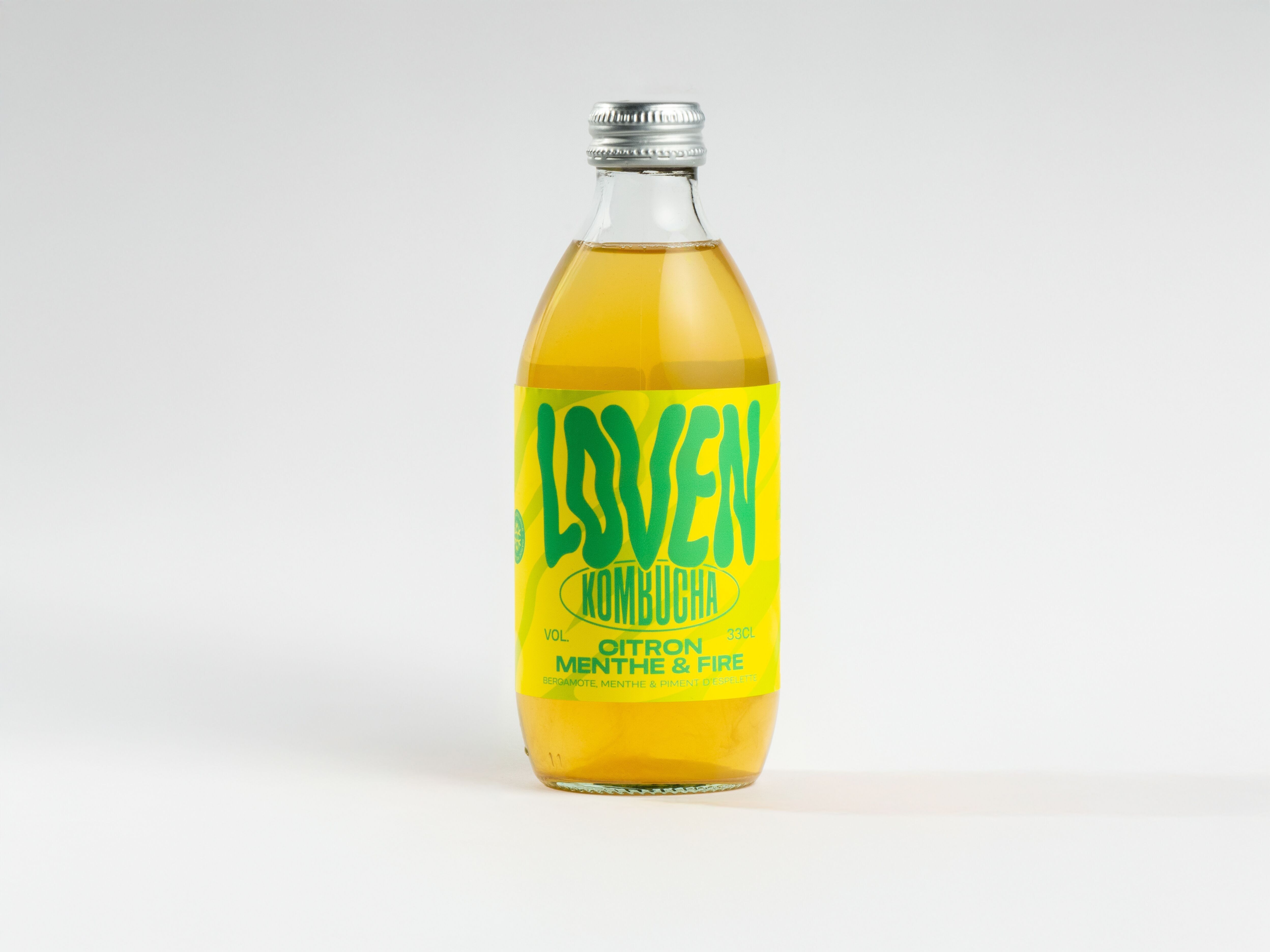 Kombucha LOVEN Citron Menthe & Fire (Citron, Menthe & Piment d'Espelette) - 330 mL