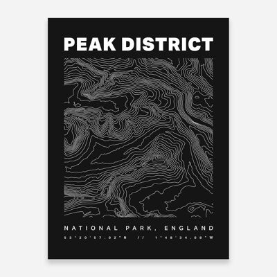 Stampa artistica di contorni di Peak District