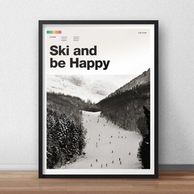 Skifahren und glücklich sein Kunstdruck