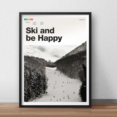 Skifahren und glücklich sein Kunstdruck