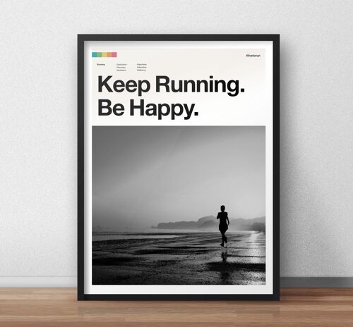 Keep Running Be Happy - Art Print for Runners