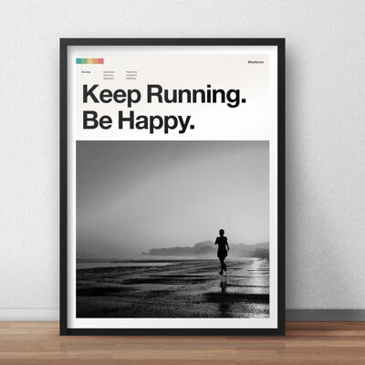 Continuez à courir soyez heureux - impression d'art pour les coureurs