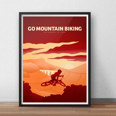 Ir en bicicleta de montaña Lámina artística