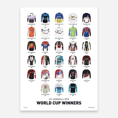 Stampa artistica dei vincitori della Coppa del Mondo di discesa libera - bianca