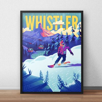 Viajes Whistler Snowboarder Lámina artística