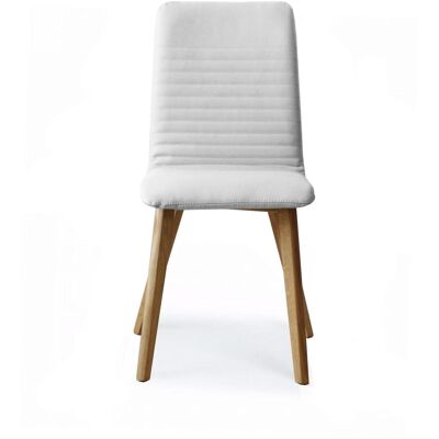 Lot de 2 - Chaise 62111BL Blanc et Marron - assise Cuir Veritable pieds Bois Bois