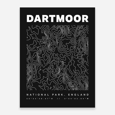 Dartmoor National Park Contours Art Print