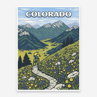 Ciclismo de montaña en Colorado Lámina artística