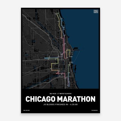 Stampa artistica della maratona di Chicago 2022