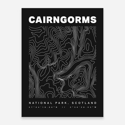 Stampa artistica di contorni del parco nazionale di Cairngorms