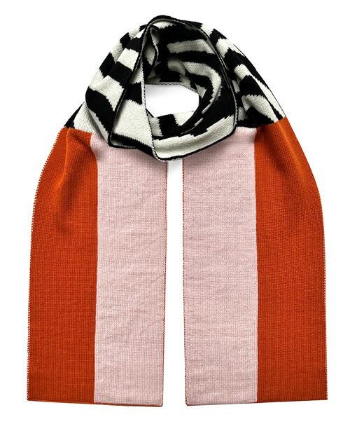 Shapes & Stripes Wool & Cashmere Scarf Pink & Orange