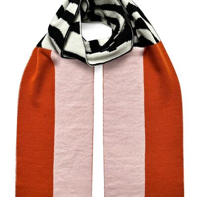 Bufanda de lana y cachemir Shapes & Stripes Rosa y naranja