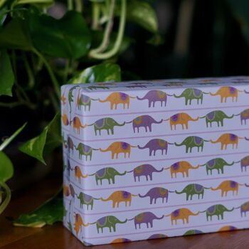 Papier cadeau écologique - Une horde d'éléphants 2