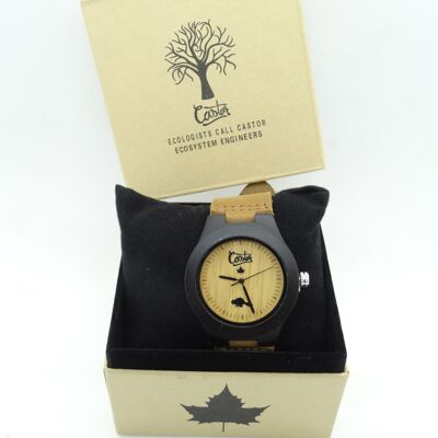 SMALL BAMBOO WATCH WITH CLEAR STRAP 05