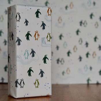 Papier d'emballage écologique - pingouins 2