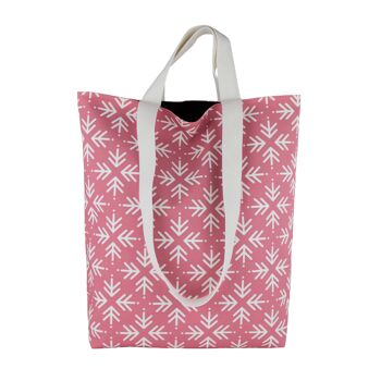 Grand sac fourre-tout de marché végétalien réutilisable rose avec motif de flèches, sac de livre de bibliothèque coloré lavable 1