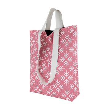 Grand sac fourre-tout de marché végétalien réutilisable rose avec motif de flèches, sac de livre de bibliothèque coloré lavable 2