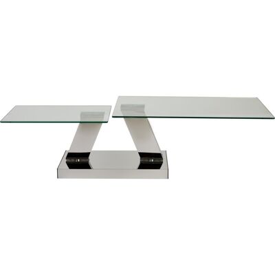 Table basse 28611CR Gris - plateau Verre pieds Metal 95 x 60
