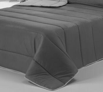 Couette Nordic 300gr Bicolore Lit Réversible 135cm Gris Clair / Gris Foncé 2