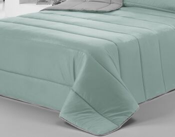 Couette Nordic 300gr Bicolore Réversible Lit 150cm Aqua / Gris 2