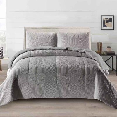 Embossed Sheepskin Nordic Quilt for Bed 135cm Gray