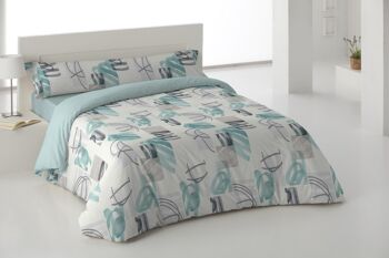 Housse de couette 2 pièces bleu Olcy lit 180 cm 1