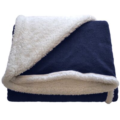 Shearling Flannel Blanket 160x220cm Sofa Donegal Blue