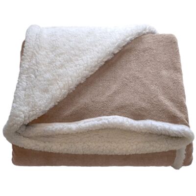 Couverture Flanelle Shearling 240x220cm Canapé Ecru Donegal