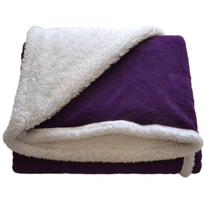 Sheepskin Flannel Blanket 240x220cm Donegal Purple Sofa