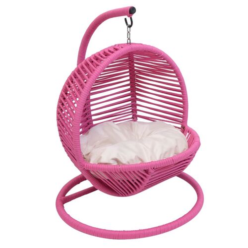 Mini Hangstoel Swing Simba Kat / Hond Roze | Beige kussen