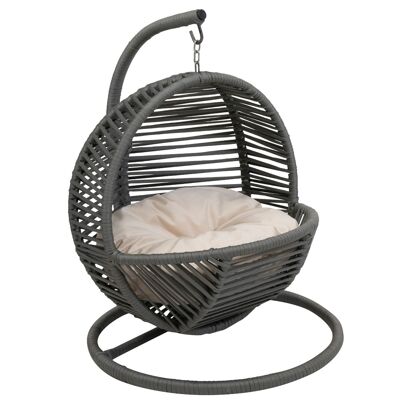 Mini Chaise Suspendue Balançoire Simba Chat / Chien Gris | Oreiller crème