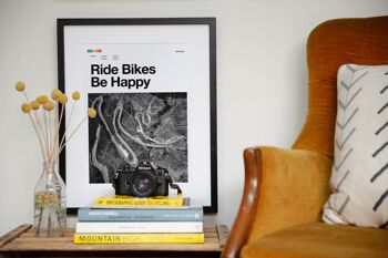 Road Cycling Art Print - Ride Bikes Be Happy 3