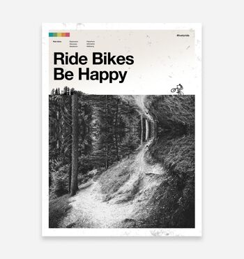 Ride Bikes Be Happy Art Print 1