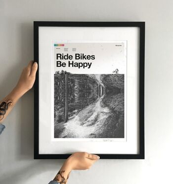 Ride Bikes Be Happy Art Print 3