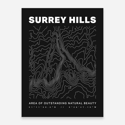 Surrey Hills AONB Contours Art Print