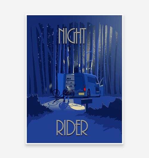 Night Rider Mountain Bike Art Print