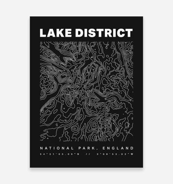 Lake District National Park Contours Art Print 1