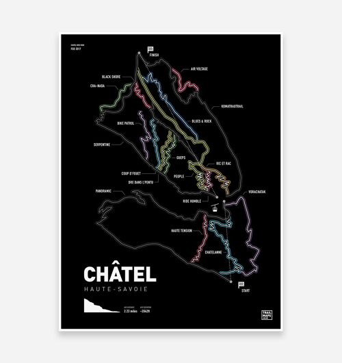 Châtel Trail Map Art Print