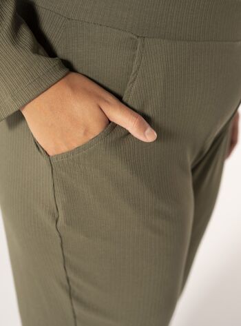 Pantalón culotte crop de rib 3