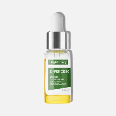 Flüssiger UV-Schutz D-FENCE 50 mit Antioxidantien und ultraleichten Pflegeölen 5 ml