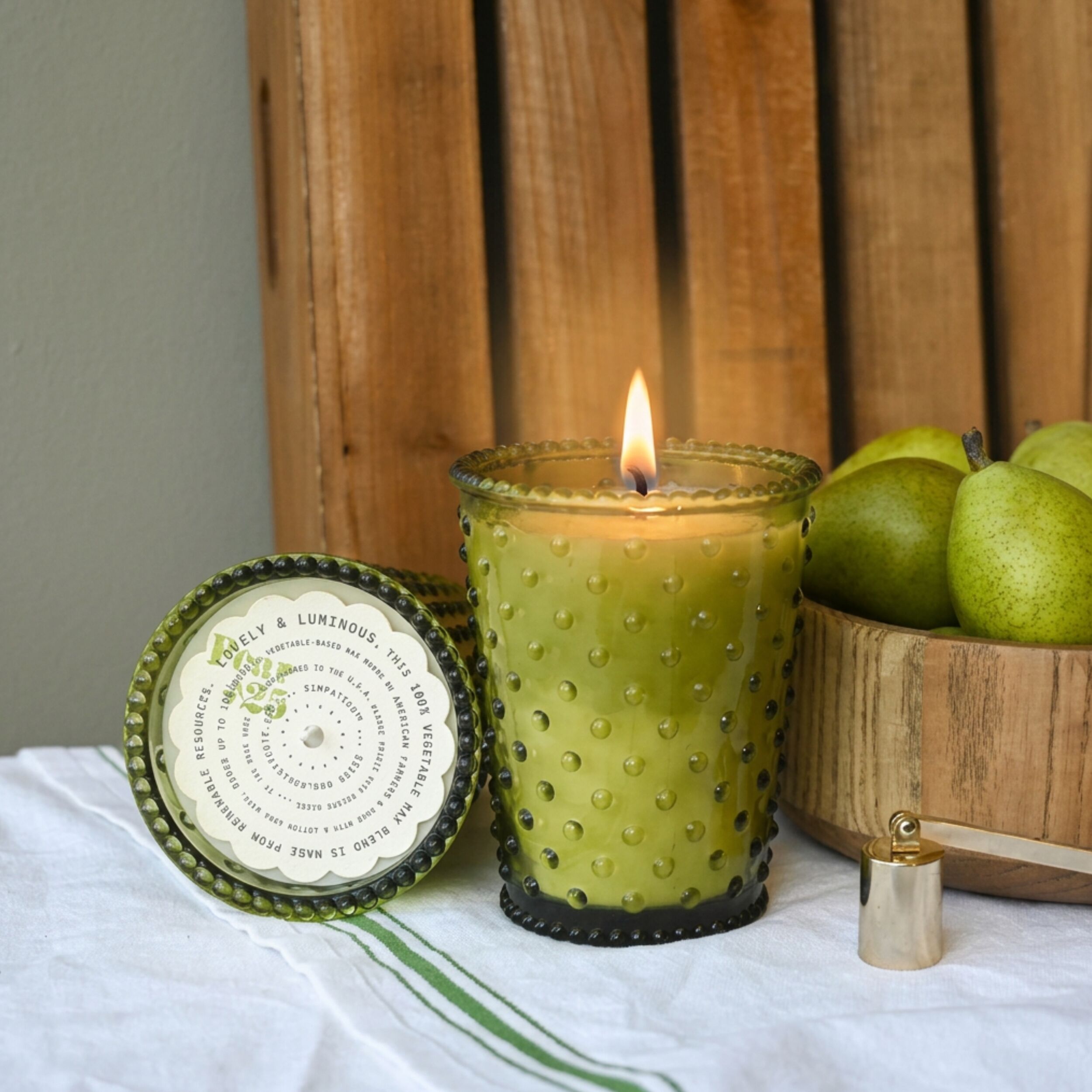 Simpatico Hobnail Glass Candle #25 Pear